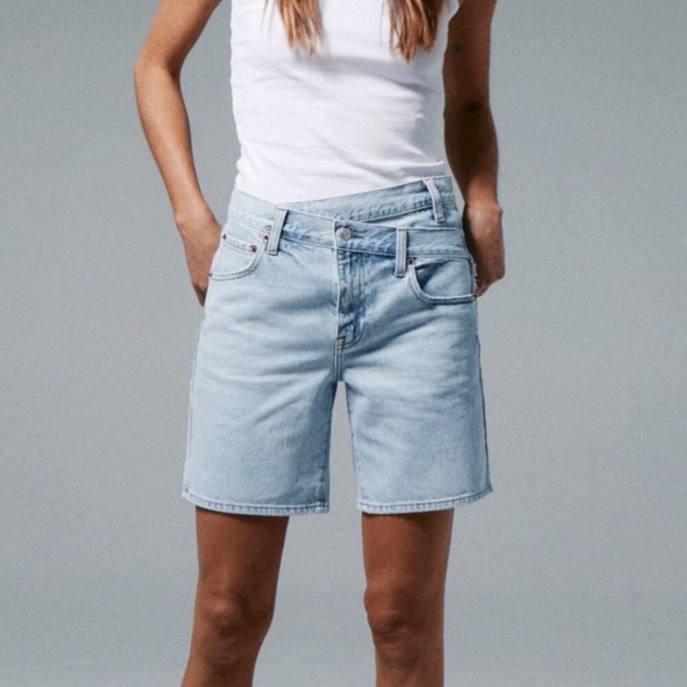 Pistola Blue Bobbie Crossover Jean Shorts Sz 26